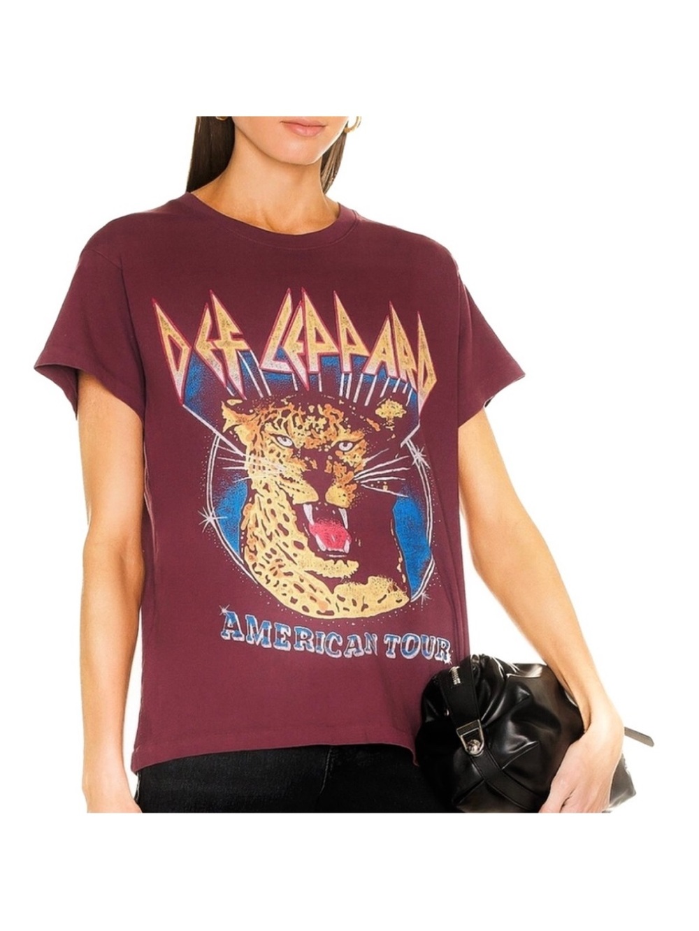 Daydreamer Graphic Tee - Burgundy Def Leopard "American Tour" Size XS